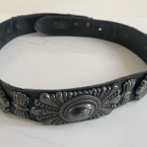 Avignon True Vintage Black Belt with Silver Accents Small One of a kind!